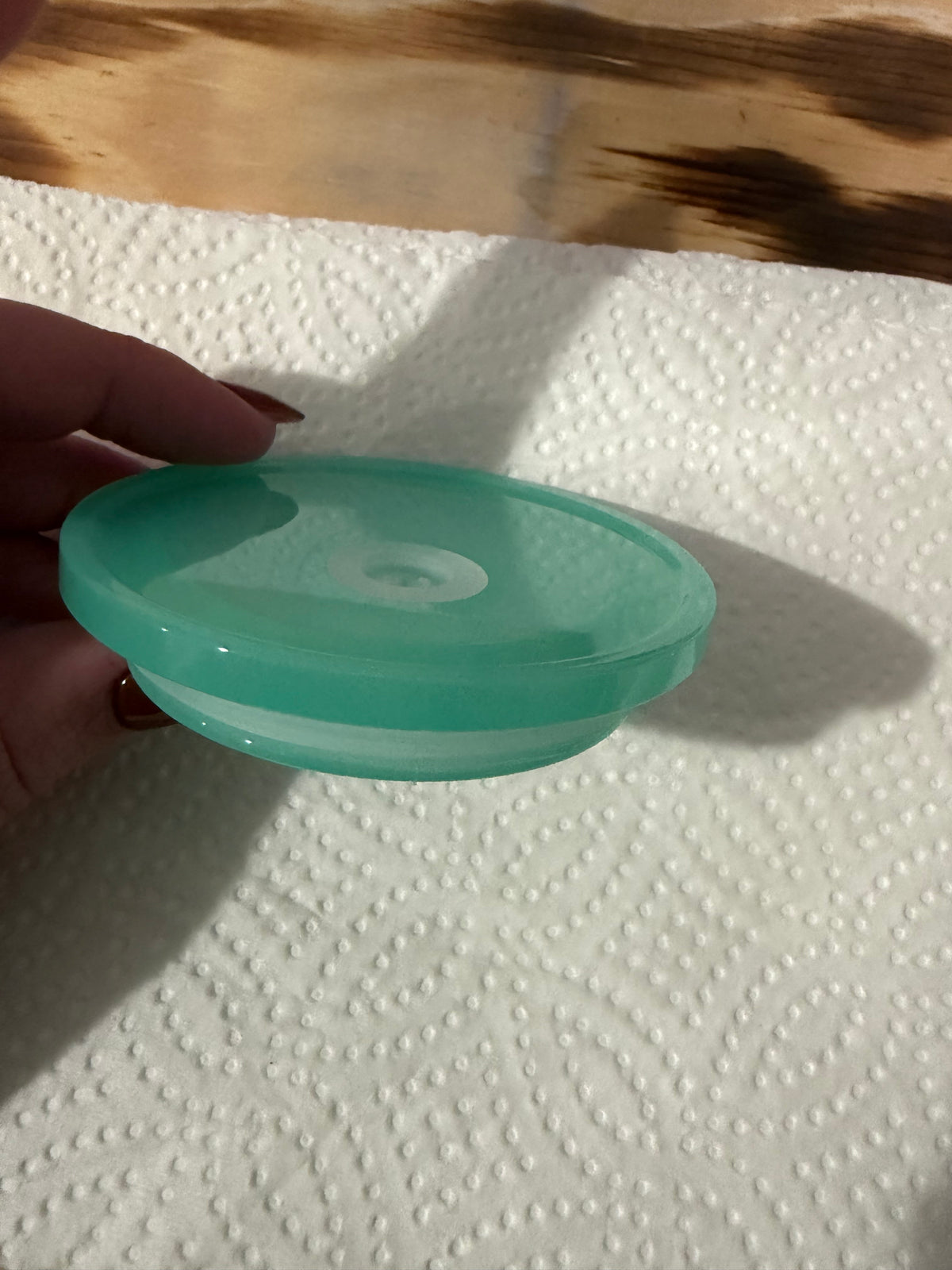 Teal cup lid